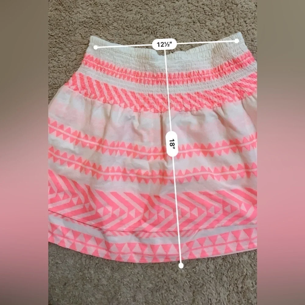 francesca's Bradi Geo Print Mini Skirt pink and white size L - Picture 6 of 10